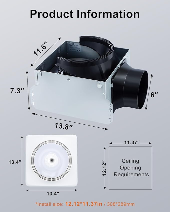 GROWNEER Powerful Oversize Bathroom Exhaust Fan - Image 6