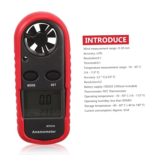 Cabilock Mini Digital Handheld Anemometer Air Flow Measurement Wind Air Velocity - Image 9