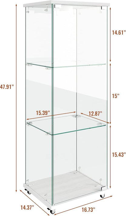 Yoluckea 3-Shelf Glass Display Cabinet - Image 2