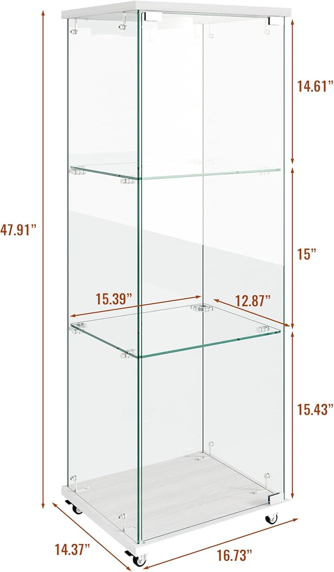 Yoluckea 3-Tier Glass Display Cabinet - Image 2