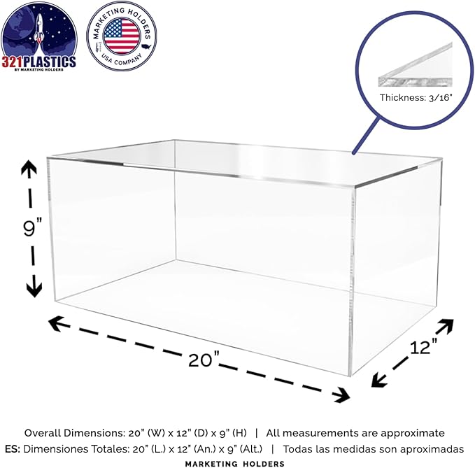 20" x 12" x 9" Clear Acrylic Display Box - Image 6