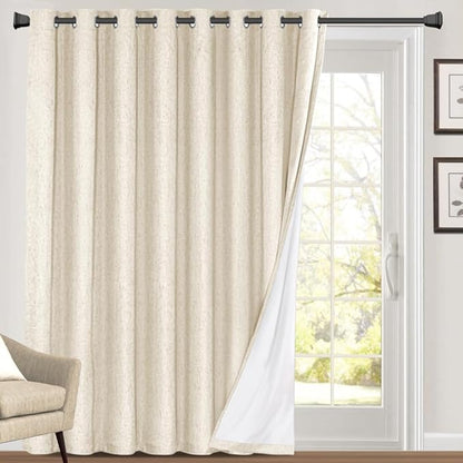 PrinceDeco Sliding Glass Door Curtain 100% Linen Blackout Curtains 84 Inches by PrinceDeco