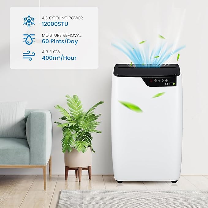 12, 000 BTU Portable AC Unit – Cools 550 Sq Ft Fast | 3-In-1 Cooling, - Image 5