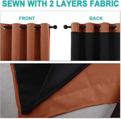 NICETOWN Burnt Orange Blackout Curtains 84 inches Long, Full Light Blocking - Image 5