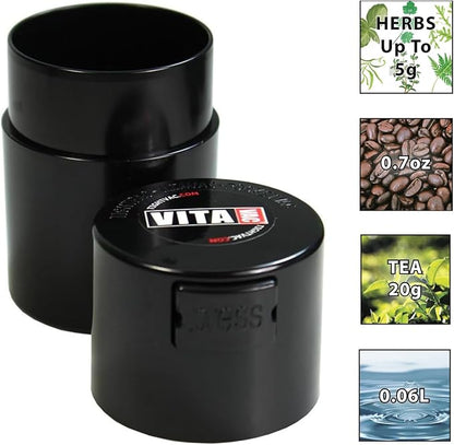 Vitavac - 5g to 20 grams Vacuum Sealed Container - Black - Image 2