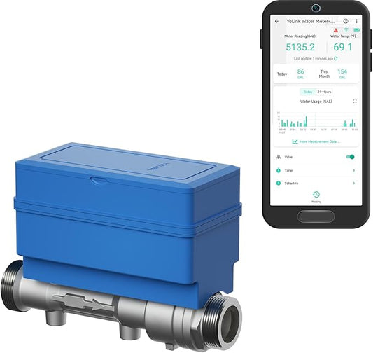 NSF Certified YoLink FlowSmart All-in-One Smart Water Meter & Auto Shutoff by YoLink