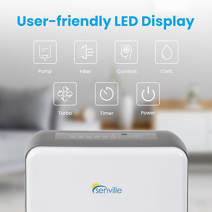 Senville 35 Pint Dehumidifier, Energy Star Certified, Washable Filter, Medium & - Image 3