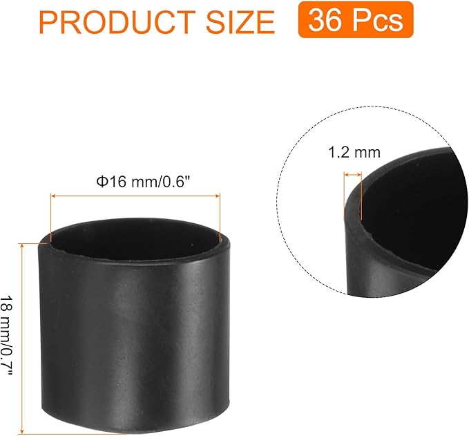 uxcell 36pcs Round Chair Leg Caps 16mm/0.6" PVC Chair Leg Floor Protectors - Image 2