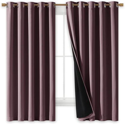 NICETOWN Dry Rose 100% Blackout Lined Curtains, 2 Thick Layers Completely - Image 2
