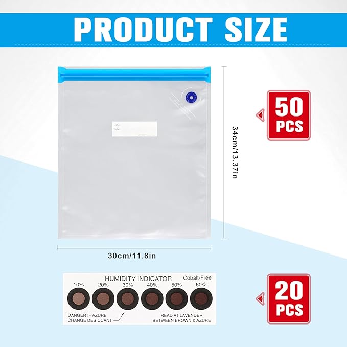 Jetec 70 Pcs 3D Filament Storage Bags Vacuum Sealed Kit, Include Reusable 3D - Image 2