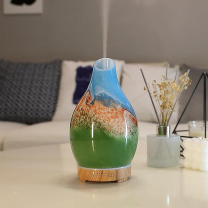 Vase Aroma Essential Oil Diffuser 160ml Art Glass Ultrasonic Cool Mist Scent by inrorans