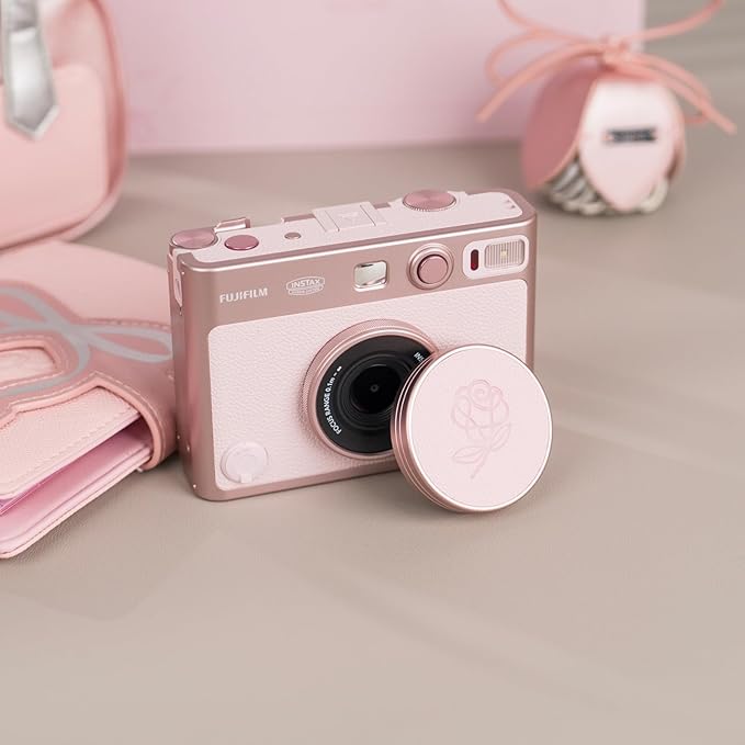 Pink Lens Cap for Fujifilm Insta Mini EVO, Retro Leather Aluminum Anti-Dust - Image 6