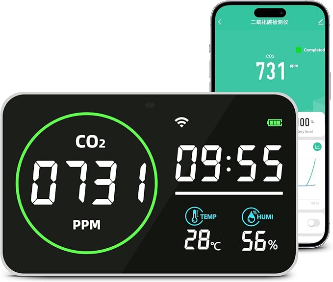 WiFi CO2 Detector, 9 Inch CO2 Monitor by GISNPA