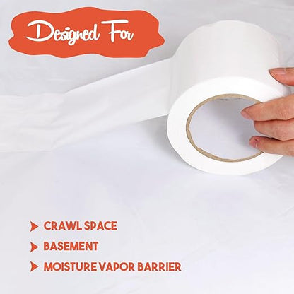 White Vapor Barrier Tape, 3 Inch x 180 Feet Moisture Barrier Seal Tape - Image 4
