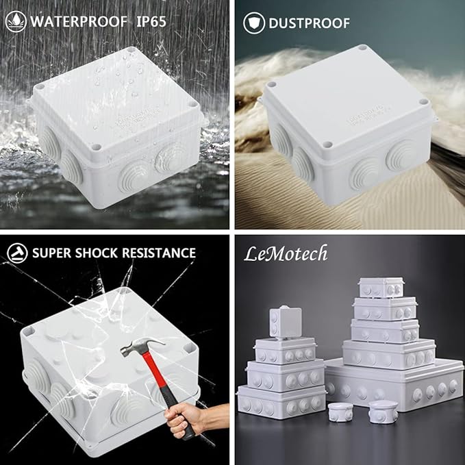 LeMotech ABS Plastic Dustproof Waterproof IP65 Junction Box Universal - Image 8