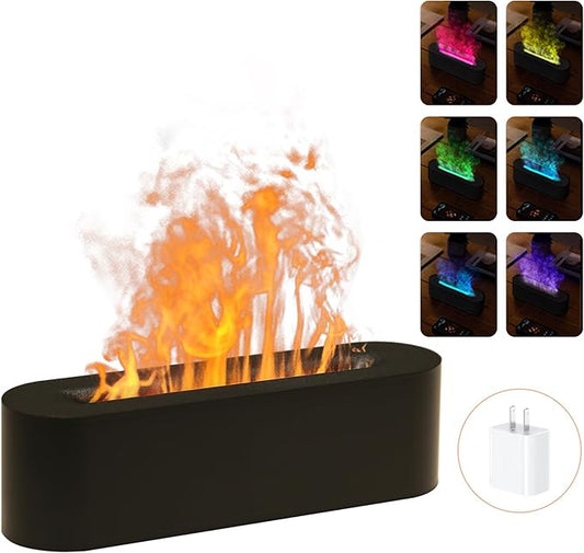 Essential Oil Diffusers, Flame Colorful Water Vapor Fire Fireplace Humidifier by Rican