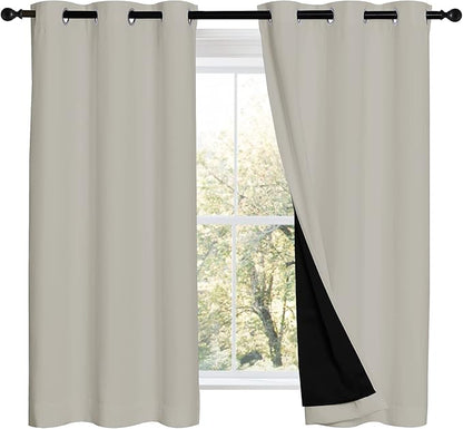 NICETOWN 100% Blackout Curtains 54 inches Long, Double-Deck Completely Blackout - Image 2