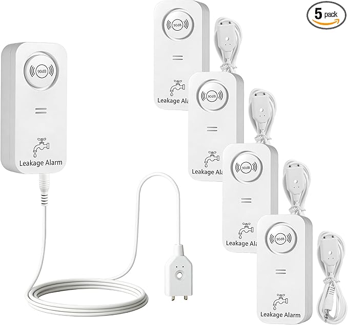 Water Leak Detector 5 Pack, 90dB Water Sensor Alarm by KERUI