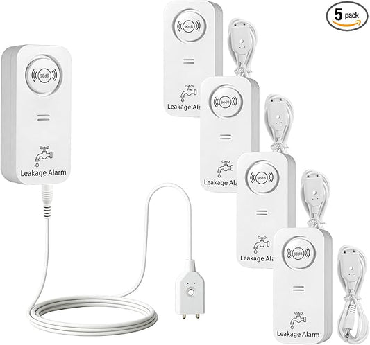 Water Leak Detector 5 Pack, 90dB Water Sensor Alarm by KERUI