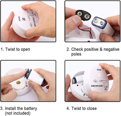 WER Water Leak Alarm Sensor, Battery Operated Leak Alert, 90dB Water Detector - Image 3