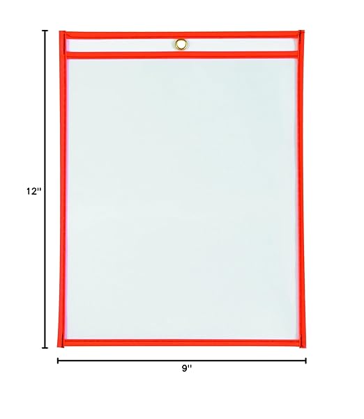 Box USA Neon Stitched Job Ticket Holders, Top Loading, 9 x 12", Reusable Vinyl - Image 2