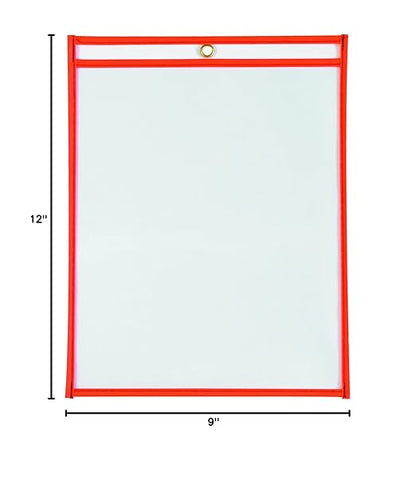Box USA Neon Stitched Job Ticket Holders, Top Loading, 9 x 12", Reusable Vinyl - Image 2