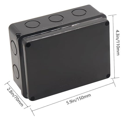 Electrical Box, ABS Plastic Project Box Power Cord Enclosure Black 5.9 x 4.3 x - Image 2