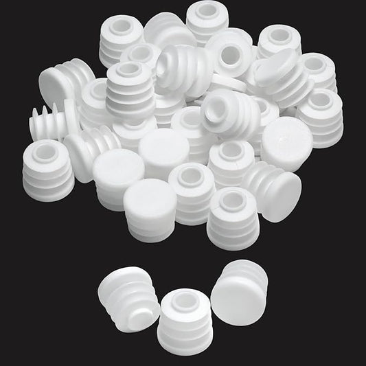 5/8" Plastic Hole Plugs White -Round Chair Leg Caps, Flush Mount Pipe Plugs by EASYEAH