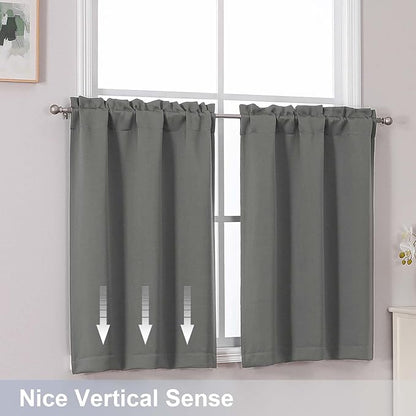 Chyhomenyc Light Grey Short Blackout Curtains 30 Inch Length, Small Kitchen - Image 6