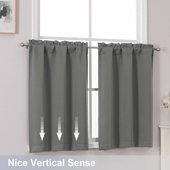 Chyhomenyc Light Grey Short Blackout Curtains 36 Inch Length, Small Kitchen - Image 6