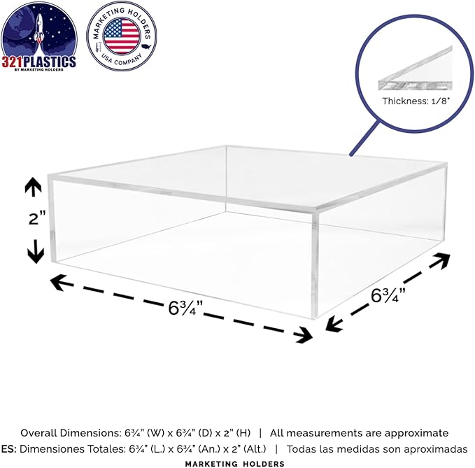 Acrylic Display Box Countertop Showcase Bin 6.75" x 6.75" x 2" Clear Lucite - Image 6