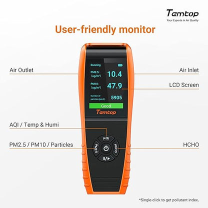 Temtop Air Quality Monitor Professional PM2.5 PM10 Particle Counter, - Image 6