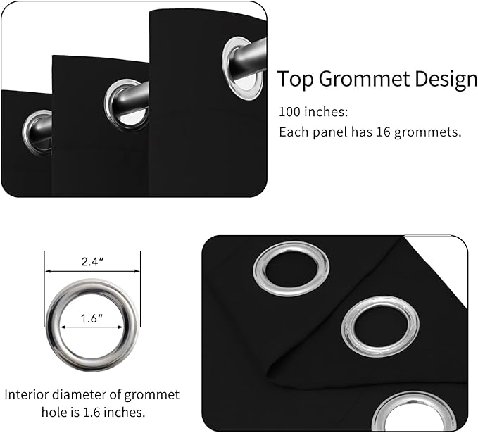 Easy-Going Blackout Curtains for Bedroom, Solid Thermal Insulated Grommet and - Image 5