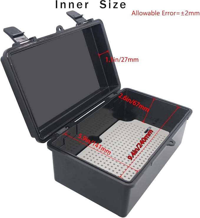 Junction Box, Hinged Black Cover IP67 Waterproof ABS Project Box - Image 3