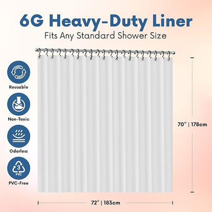 Premium Shower Curtain Liner, 6G PEVA Shower Curtain - Image 2