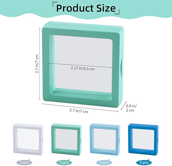 20 Pcs Seashell Holder, 3D Floating Display Box 2.7 x 2.7 Inches, Transparent - Image 2