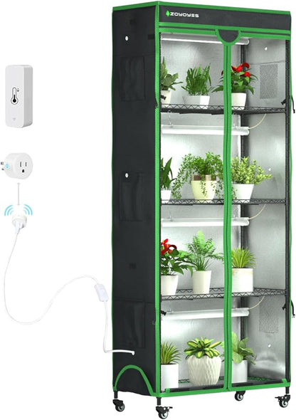Indoor Greenhouse with Grow Light, 35.8" W x 17.8" D x 71.8" H, 5-Tier Plant by ZOYOYES
