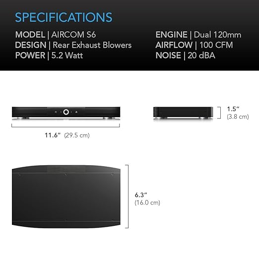 AC Infinity AIRCOM S6, Quiet Cooling Blower Fan System 12" Rear-Exhaust - Image 6