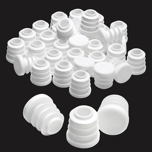 9/16" Plastic Hole Plugs White -Round Chair Leg Caps, Flush Mount Pipe Plugs by EASYEAH