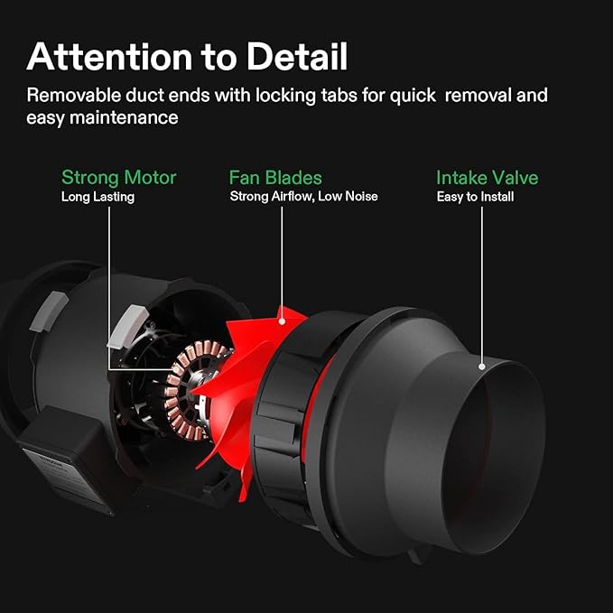 VIVOSUN Grow Tent Ventilation System, 8 Inch Inline Duct Fan - Image 3