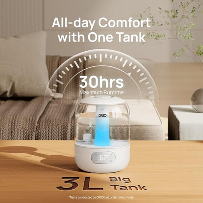 DREO Humidifiers for Bedroom, 3L Top Fill 30H & 26dB Quiet Runtime for Large - Image 6