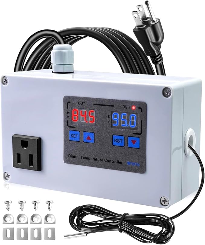 1100W Digital Temperature Controller, 110V 10A Thermostat Switch by GMURA