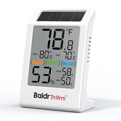 BaldrTherm Room Thermometer Indoor Humidity Meter Solar Powered by BaldrTherm