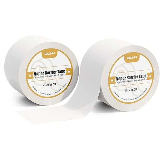 Vapor Barrier Tape 2 Rolls, 9 mil White polyethylene Tape, Moisture Sealing and by GIUNN