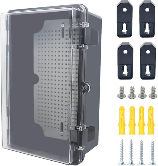 Junction Box, Hinged Black Clear Cover IP67 Waterproof ABS Project Box by Otdorpatio