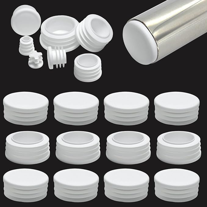 1-9/16" Plastic Hole Plugs White -Round Chair Leg Caps, Flush Mount Pipe Plugs by EASYEAH