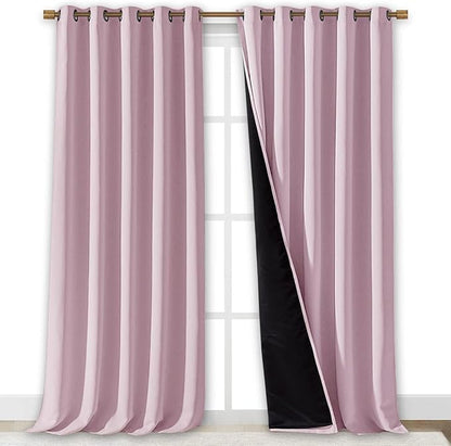NICETOWN Full Shading Curtains for Windows, Baby Pink, 62 inches W x 95 inches L - Image 2