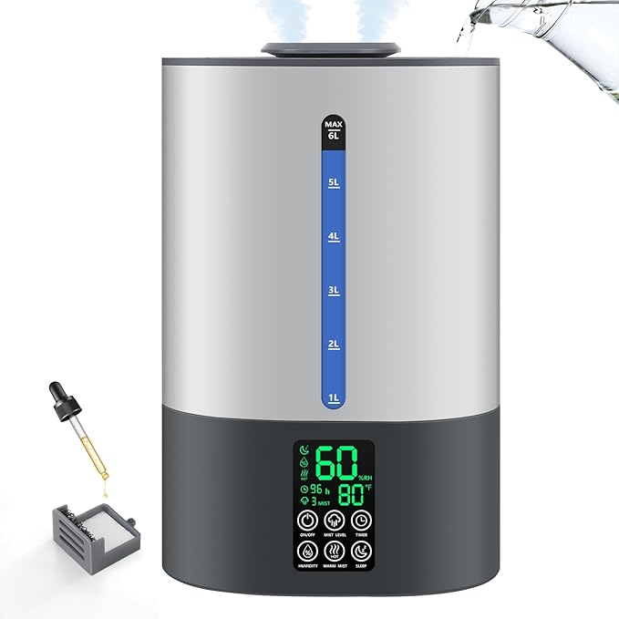 6L Humidifiers for Bedroom Large Room Home, Cool and Warm Humidifier for Baby by Coolfiqu