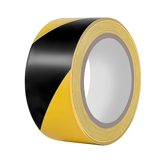Hazard Tape 2 Inch x 108 Feet Black & Yellow Ultra-Adhesive Hazard Warning by YEEGRAOU