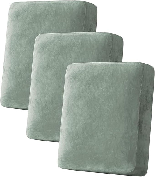 H.VERSAILTEX Velvet Stretch Couch Cushion Cover Plush Cushion Slipcover by HVERSAILTEX